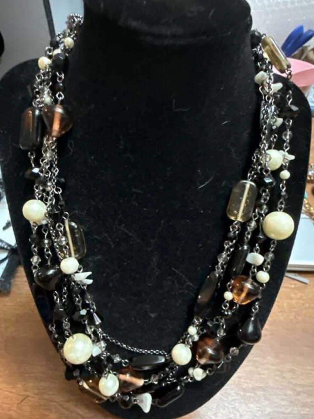 Lia Sophia Vixen Multi-Strand Beaded and Faux Pearl Statement Necklace